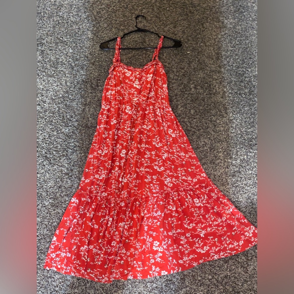 Red flowered dress